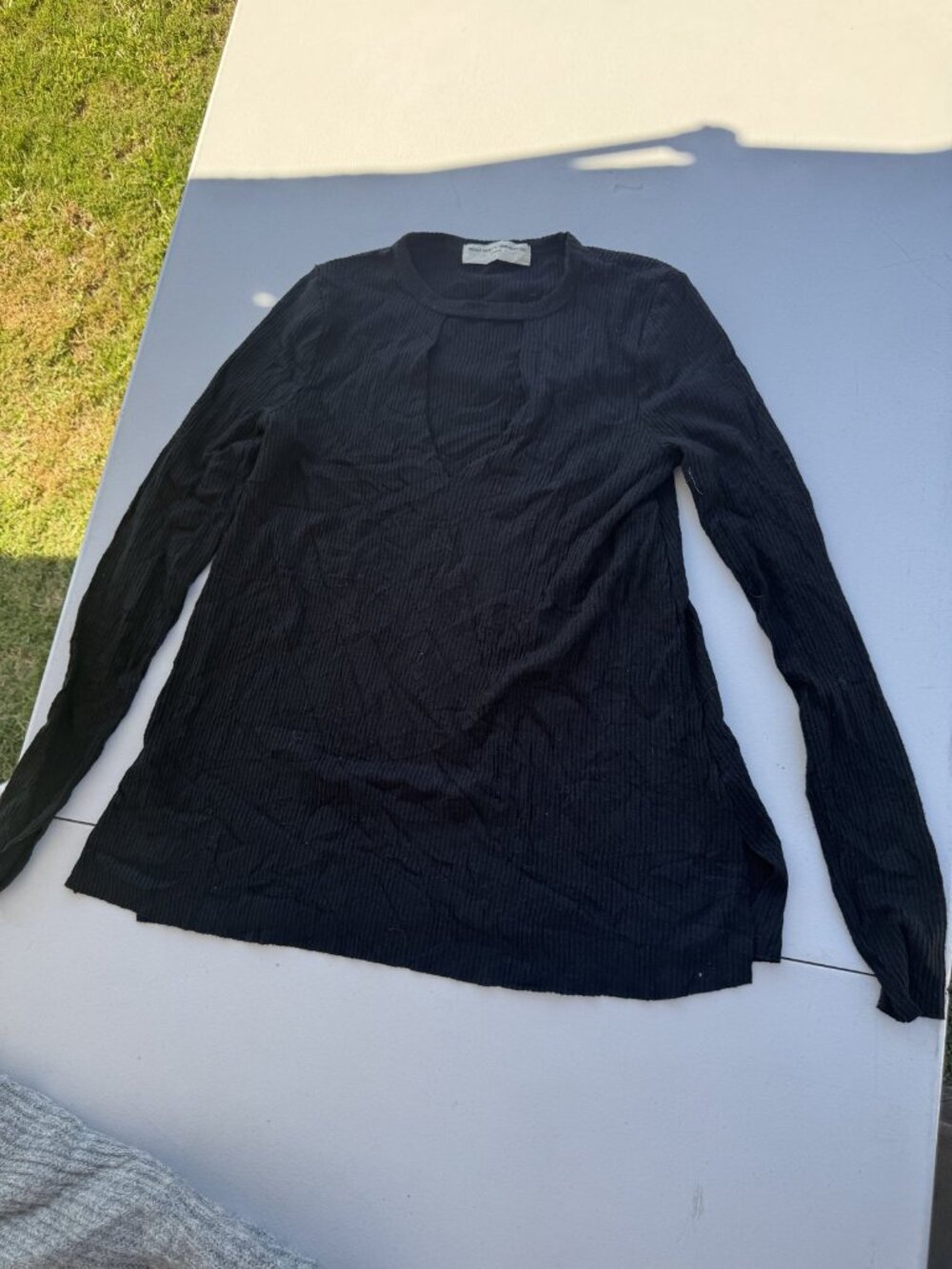 Project Social T Black Ribbed Long Sleeve Crewneck Top Size S
